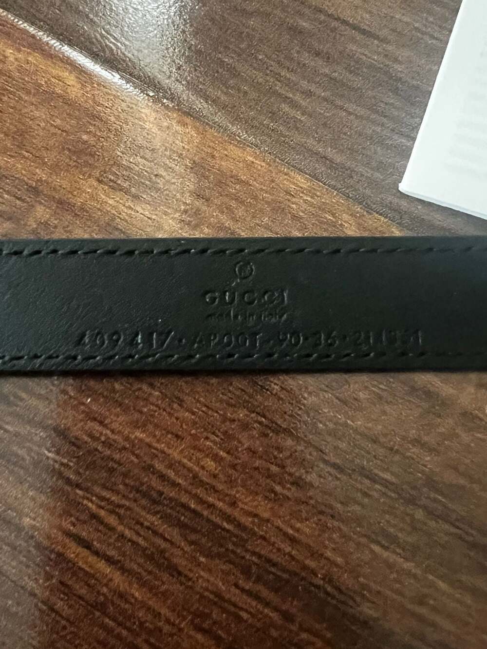 Gucci Double G Marmont Black Leather Belt with Gold Buckle Size 90 - Picture 7 of 9